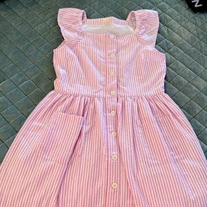 Crew cuts pink seer sucker striped button down girls dress